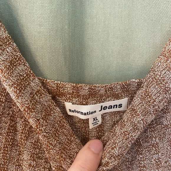Reformation Jeans Brynn Knit Dress in Pecan Size XL - Picture 4 of 5